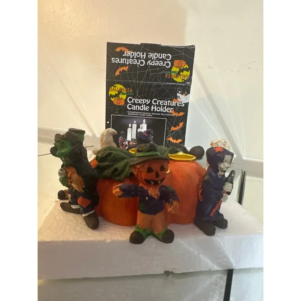 Vintage Creepy Creatires Candle Holder 8 handpainted figurines. New in box heavy